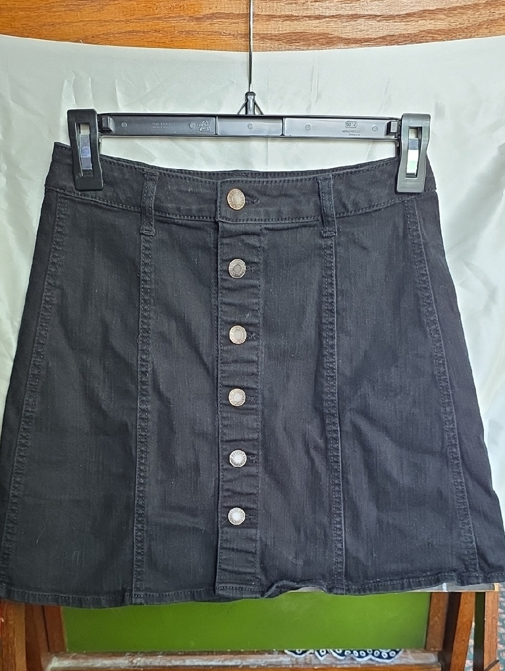 Mossimo Supply Co. Black Button-Front A-Line Denim Skirt